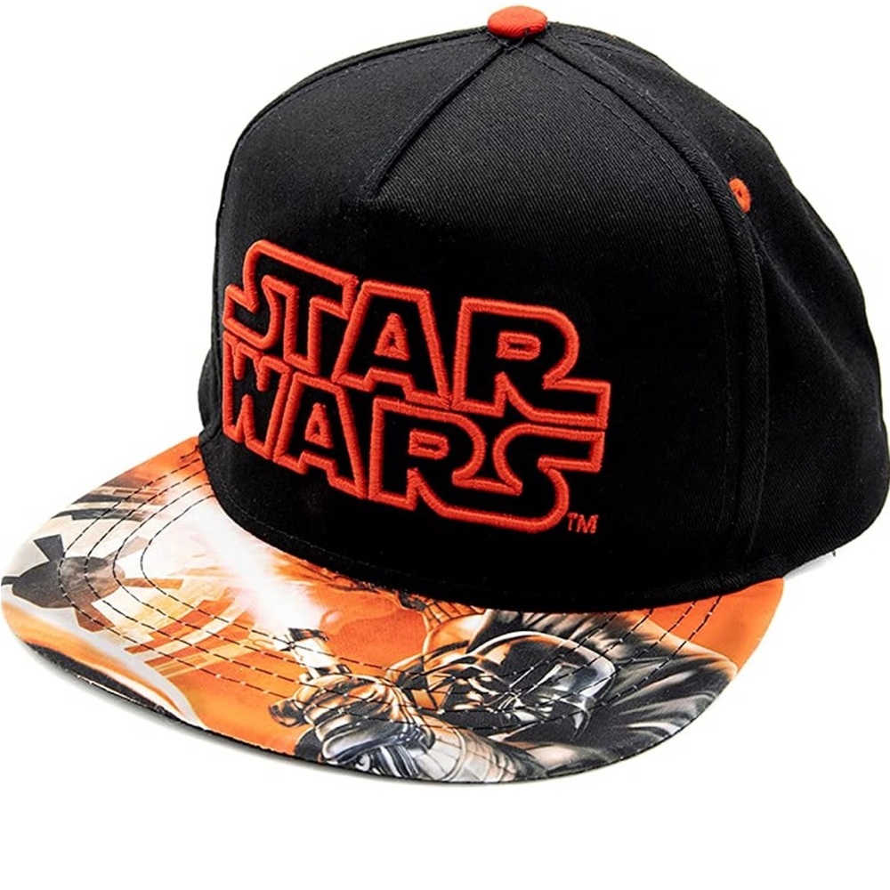 NWOT Star Wars Classic Embroidered Logo Flatbrim Baseball Cap Hat, Boys Youth